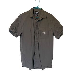 Fox Mens Dark Gray Chest Pocket Short Sleeve Button Down Shirt Size Large
